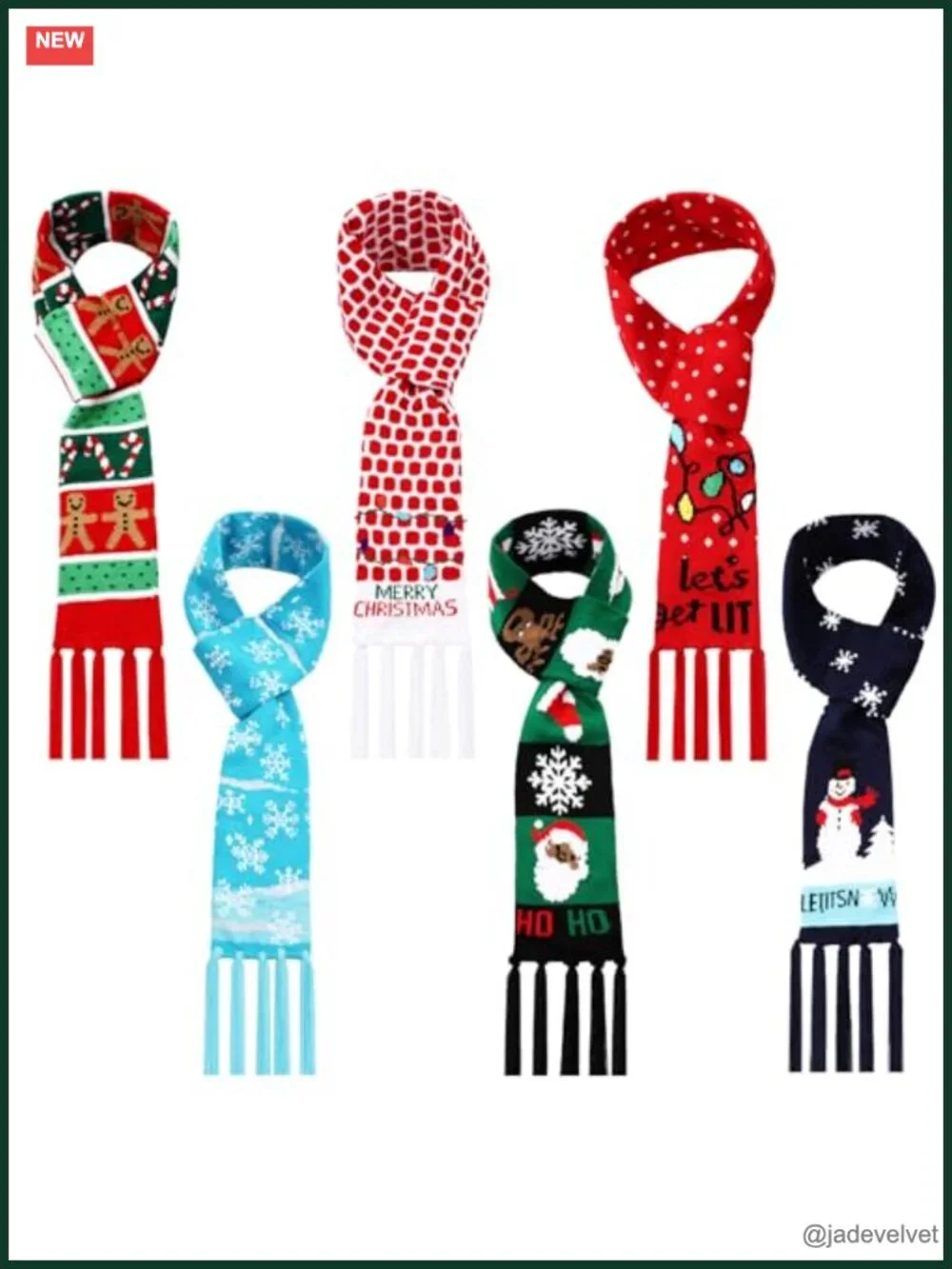 6 Pcs Unisex Soft Knitted Holiday Scarves with Tassels, Winter Wraps Gift Set